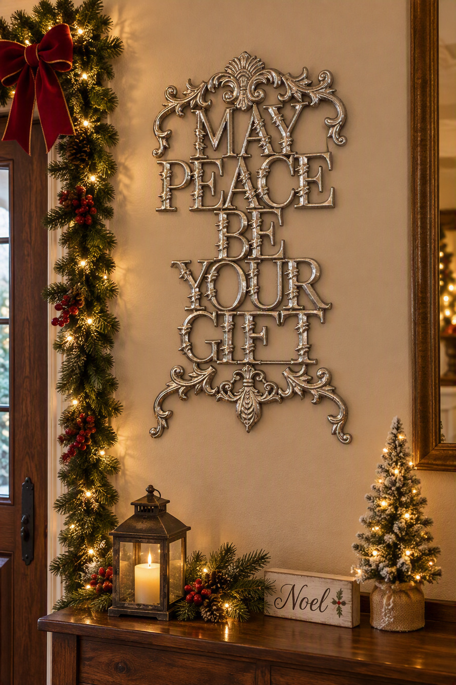 New Cracker Barrel Metal Plaque Wall Mount 24" X 12.5" - May Peace Be Your Gift